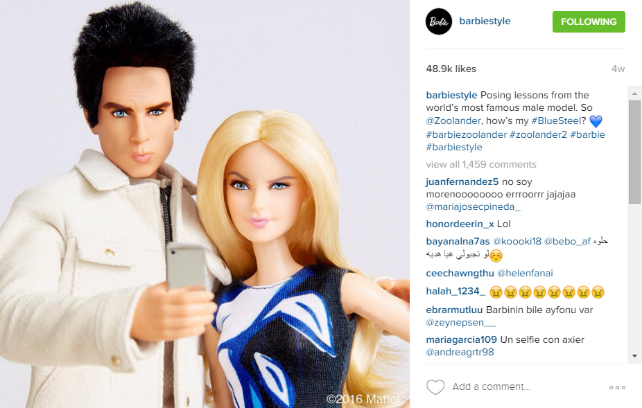 Barbie and Derek Zoolander Instagram Unconventional fashionistas