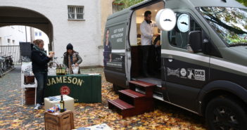 Encouraging fundraising in work environments: Movember at Stylight Movember Shavedown Truck in front of the Stylight office